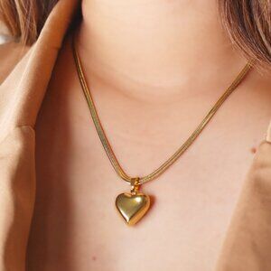 Stylish Stainless Steel Herringbone Heart Pendant Necklace